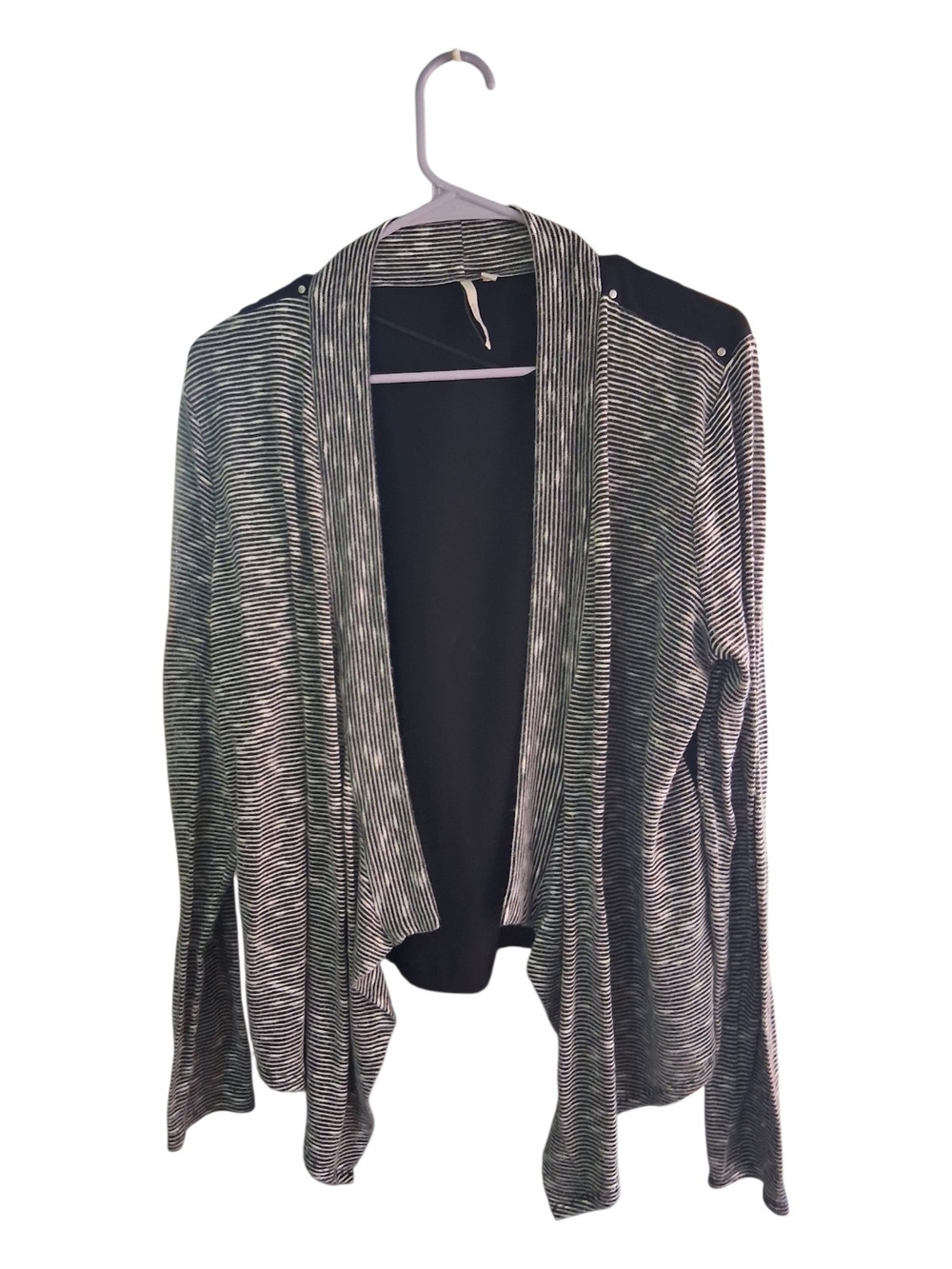 Calvin Klein Jeans Black & White Striped Open-Front Cardigan